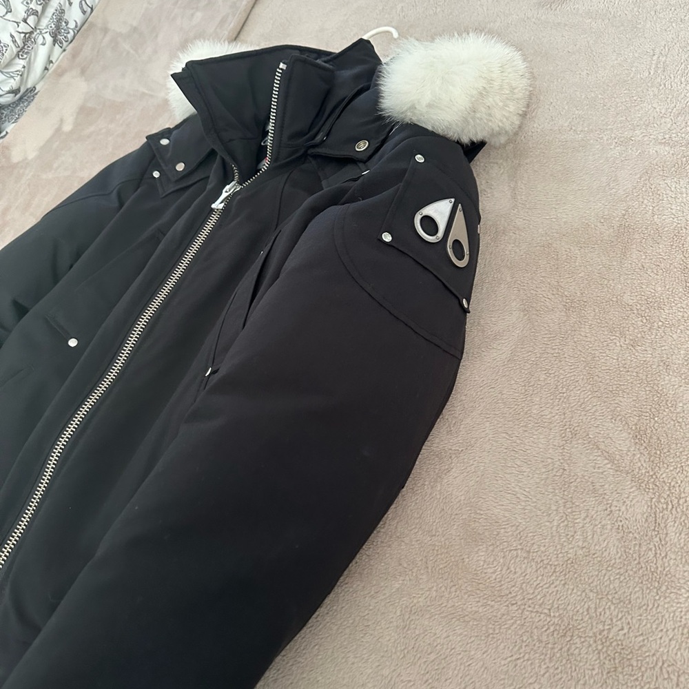 Moose Knuckles Black Jacket with Fur Hood